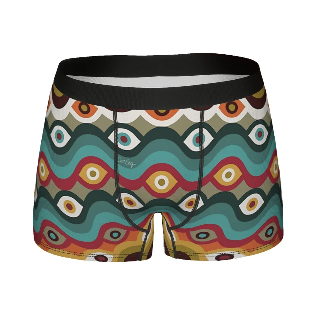 Psychedelic Eye Melt Teal and Crimson  Underpants Cotton Panties Male Underwear Sexy Shorts Boxer Briefs