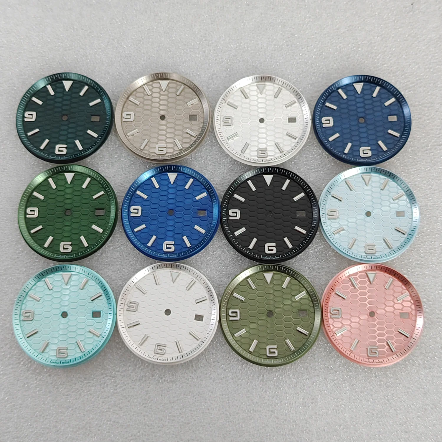 No logo 33.8mm Honeycomb Shaped Watch Dial Embossed Pattern For Seiko Land-Dweller Oyster NH35 Automatic Movement Case Mod Parts