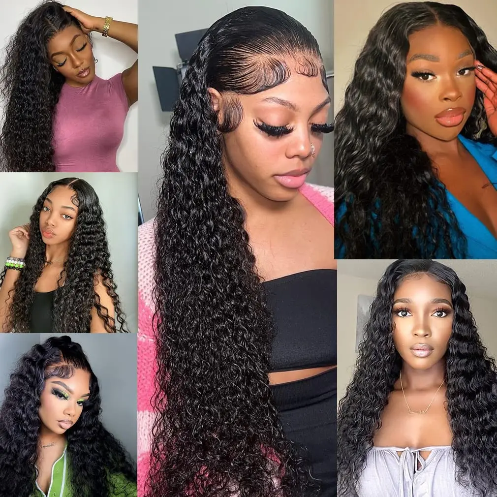 Bundles Deep Wave avec support et faisceaux ondulés, extension de cheveux humains, 100% non transformés, 16 po, 18 po, 20 po, 12A, 3 faisceaux