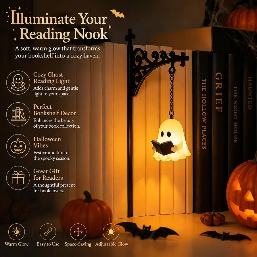 Vintage Halloween Library Lantern Bookshelf Lamp 4