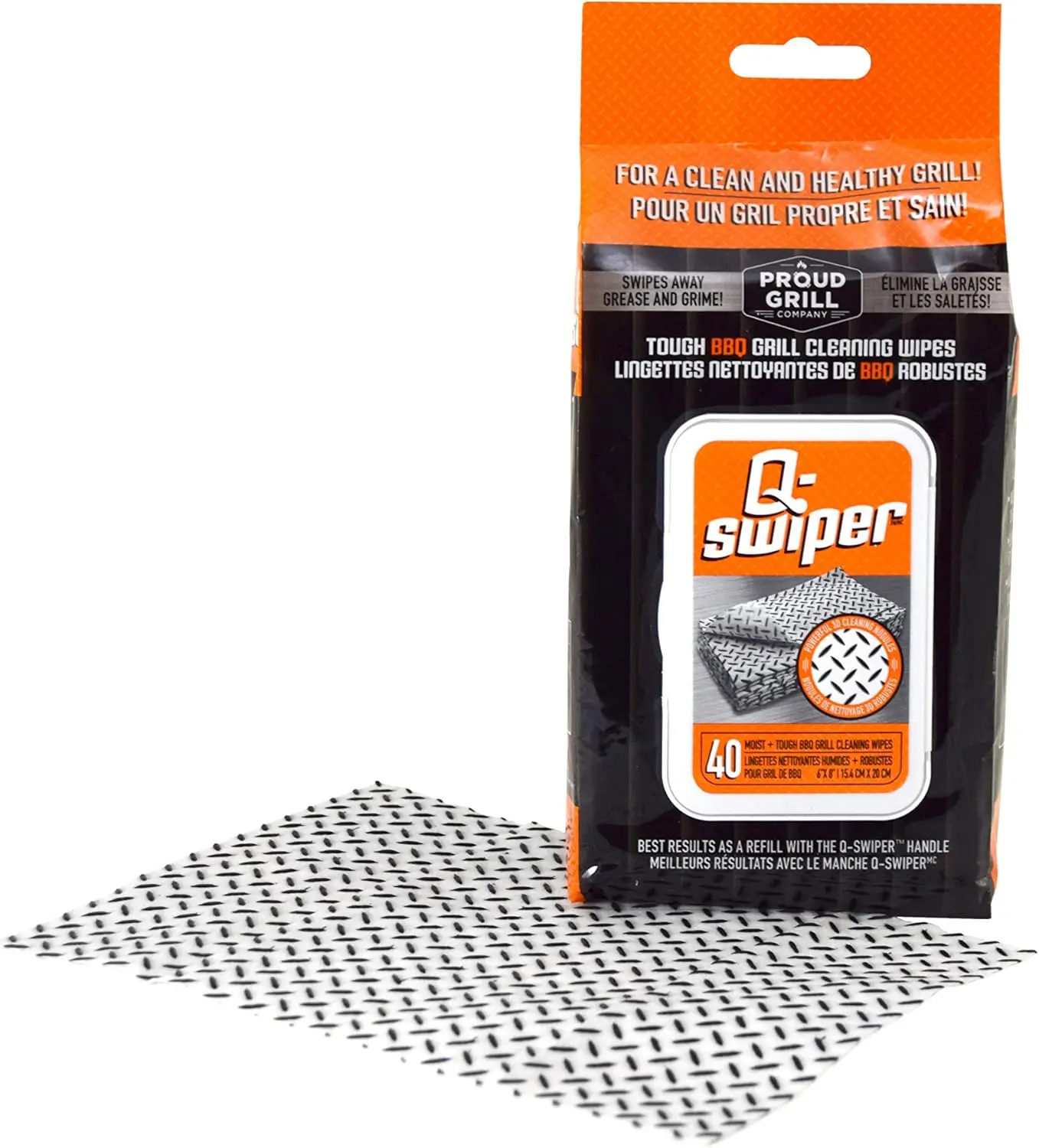 

Q-Swiper Grill Cleaning Wipes - Bristle & Wire Free BBQ Cleaner, Heavy Duty Degreaser, 40 Count