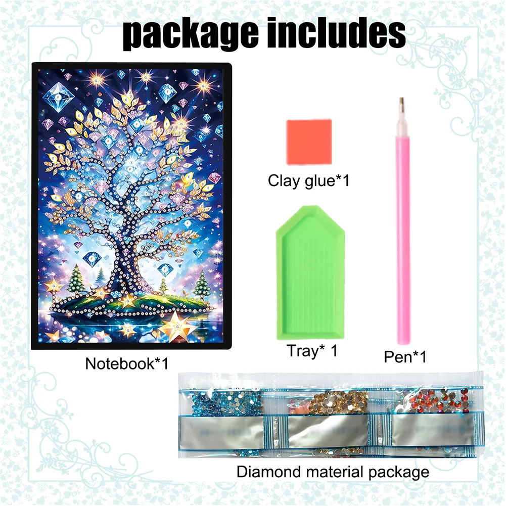 Special Shaped Flower Butterfly No Lines Rhinestone Art Hand Craft Kit 50 Pages Crystal Notepad Sketchbook for Drawing Painting
