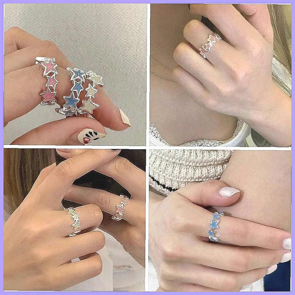 【Dopamine Star Opening Ring】Ins niche design high-end cold wind Qixi hand jewelry gift