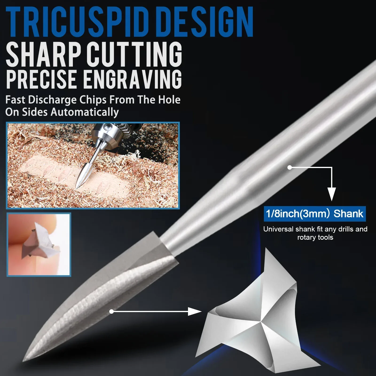 5개 세트 로터리 툴 목공 조각 비트 세트 - DIY 및 전문 목공용 조각 및 연마 액세서리