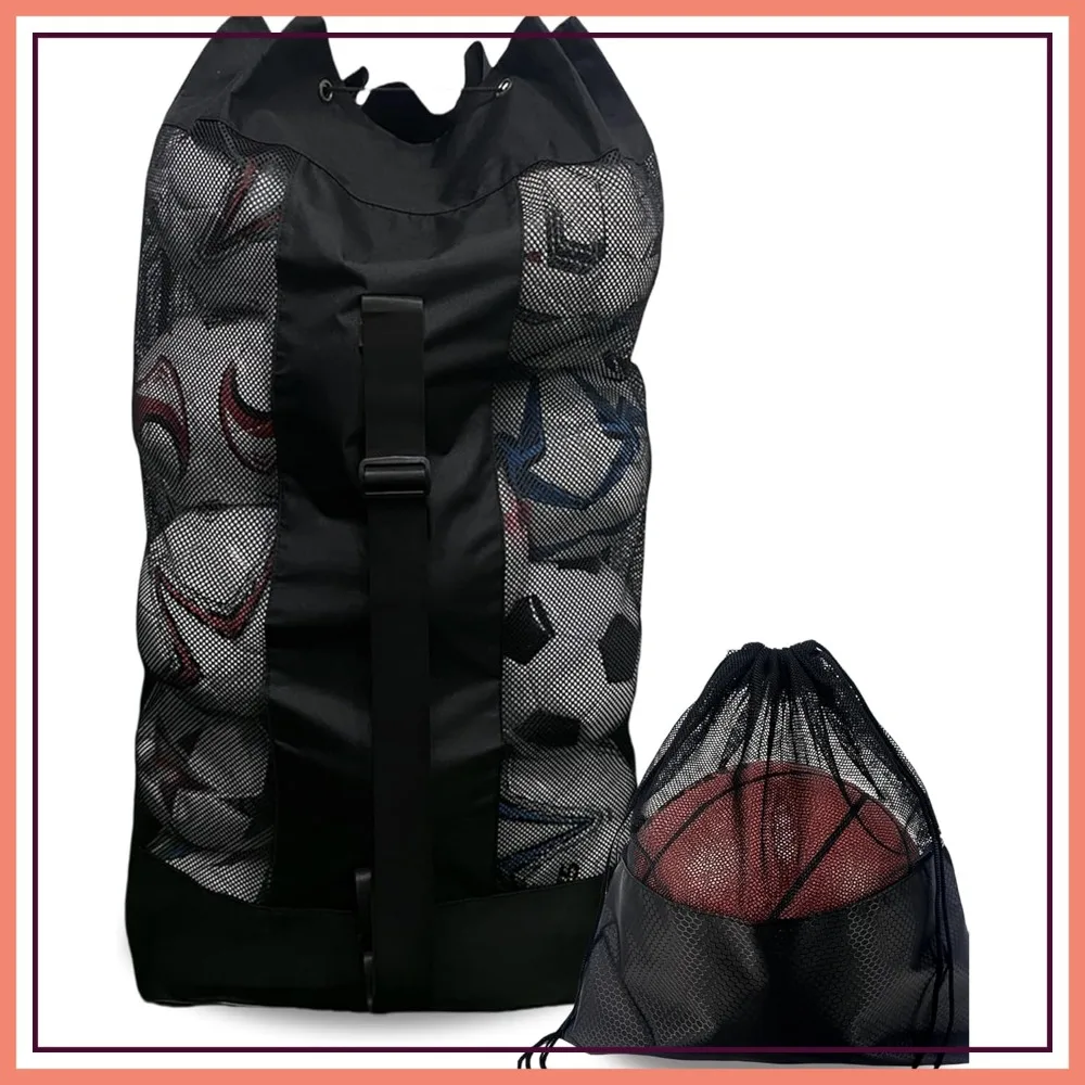 

2 Pack Soccer Ball Bag, Adjustable Shoulder Strap, Heavy Duty Mesh Equipment Bag for Basketball Football Volleyball