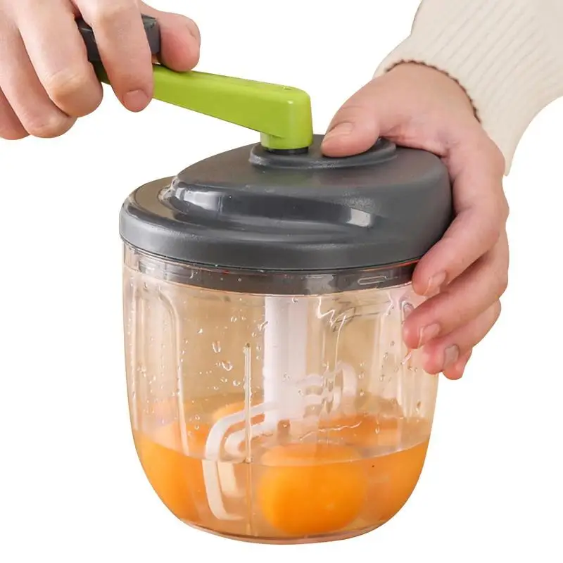 Hand Chopper Manual Powerful Egg Blender Meat Grinder Shredder Stainless Steel Blade Quick Veggie Cutter Hand Crank Chopper