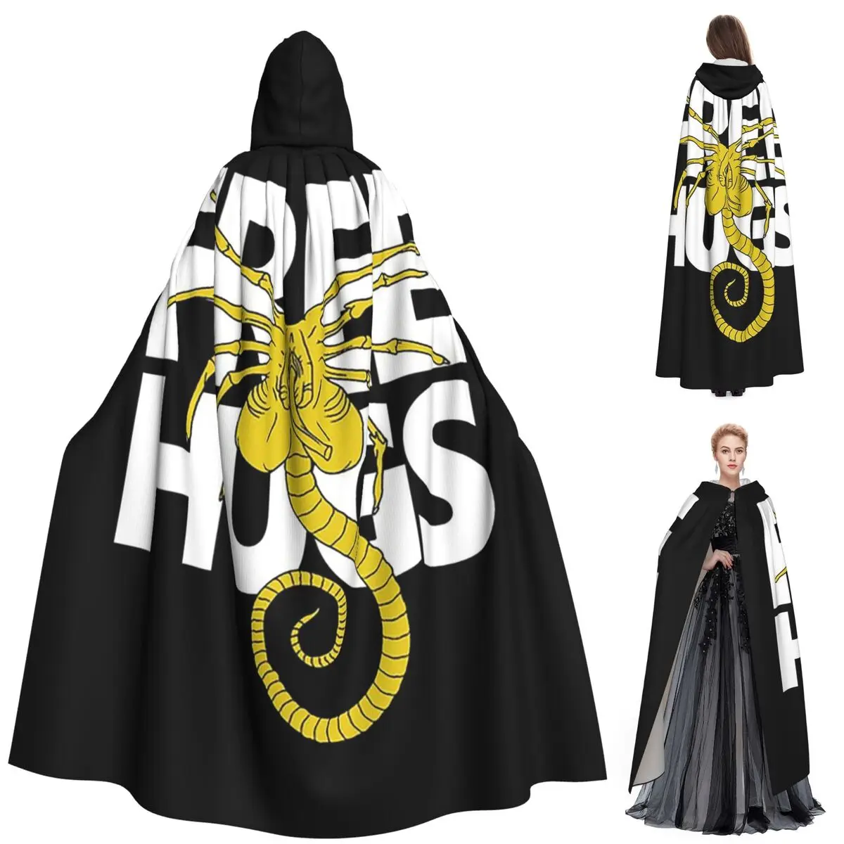 

FaceHugger Alien Xenomorph Shoulder Long Hooded Cloak Witch Medieval Costume Cosplay Cape HalloweenParty Adult Unisex