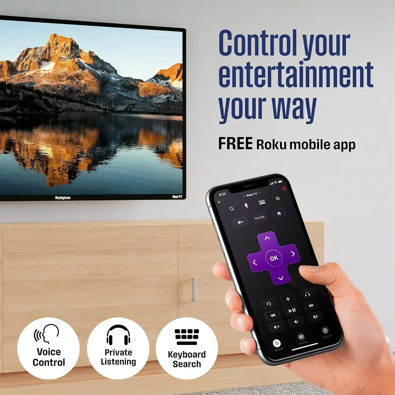 TV - Smart TV da 50 pollici, TV LED UHD 4K con connettività Wi-Fi e app mobile, TV a schermo piatto compatibile con il kit Apple Home