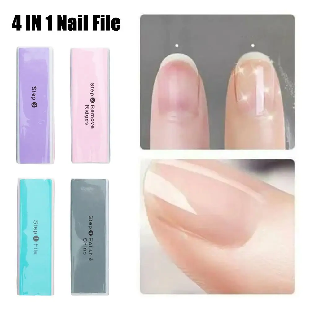 1pcs 4 IN 1 Nail File Nail Tools Four-sided Polishing Hair Grinding Care Four File Sponge Nail Block Square Curd Block X1T3