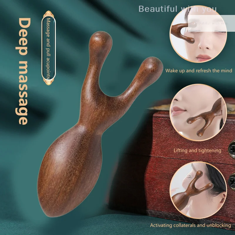 

Ant Shaped Wooden Nose Massager Promote Blood Circulation Point Pedicure Lifting Therapy Massager Nose Guasha Tool Face Board