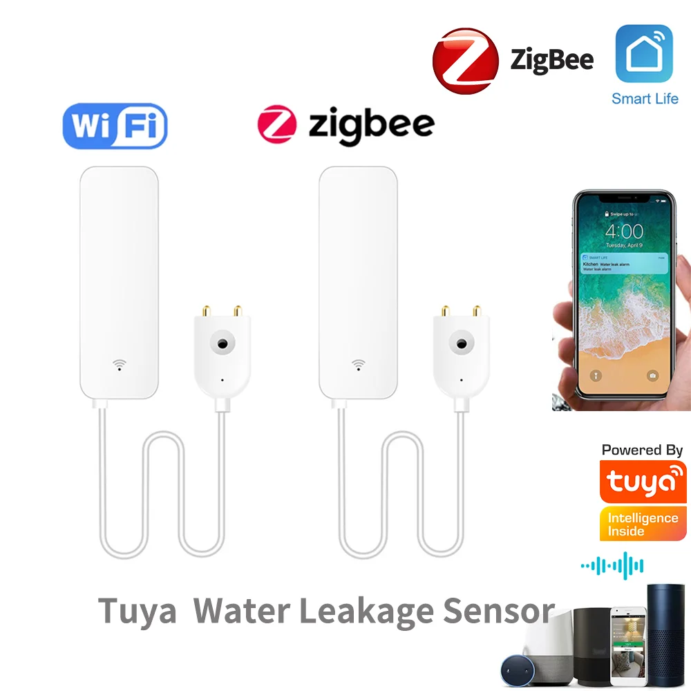 Tuya WiFi Zigbee Water Leak Sensor, Water Leak Detector, Smartlife APP Notification Alerts,Water Flood Leak Alarm Home Security