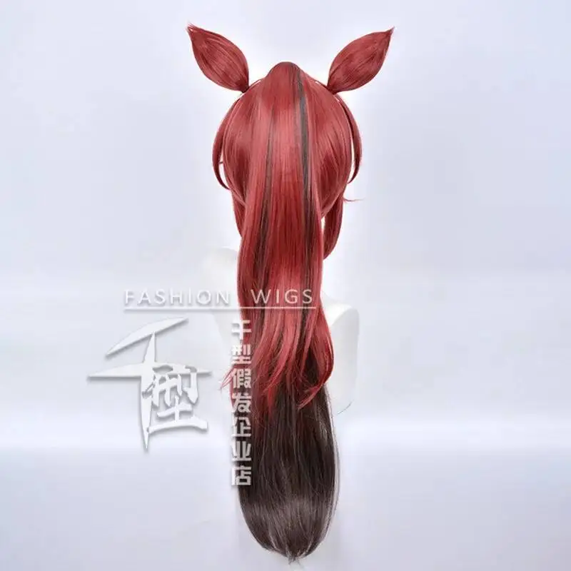 Umamusume Pretty Derby Tokai Teio Wig With Ears Cosplay Costume Heat Resistant Synthetic Hair Toukai Teiou Long Ponytail Wigs
