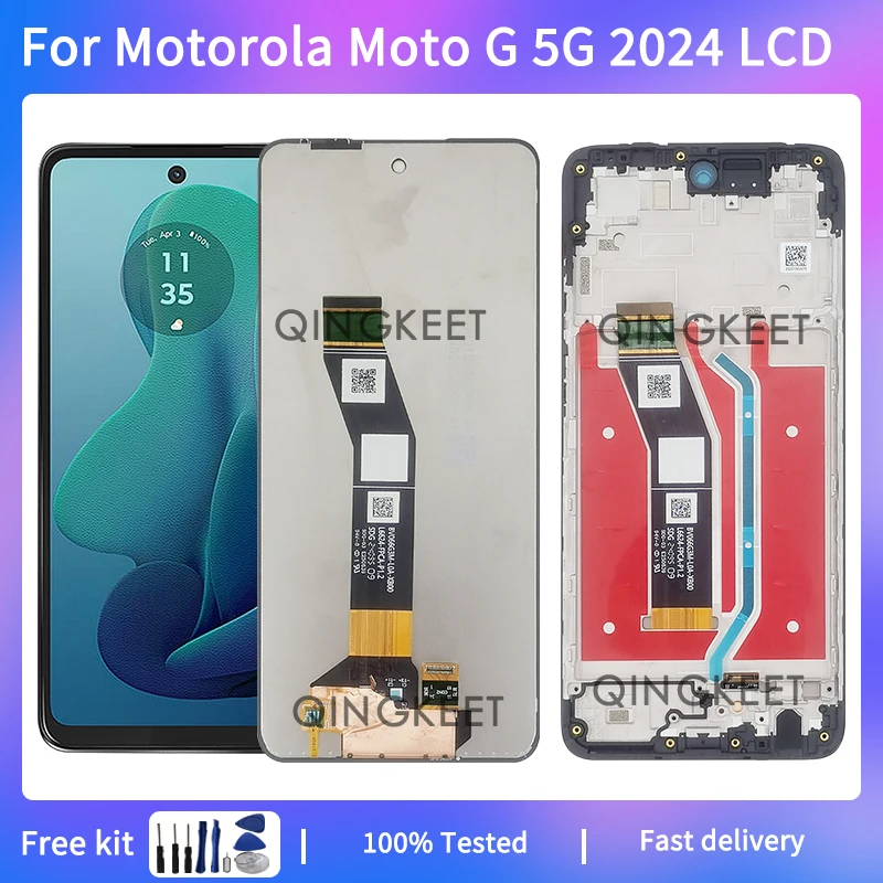 6.7 "IPS per Motorola G 5G 2024 Display LCD Touch Screen Digitizer Assembly per Moto G 2024 LCD con cornice