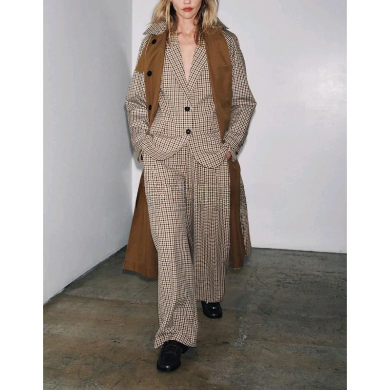 

Double-Sided Wear Long Sve Simple Sle Coat Autumn New Arrival Women's Faion Polyester Fiber 00% Straight Hem Flip Collar