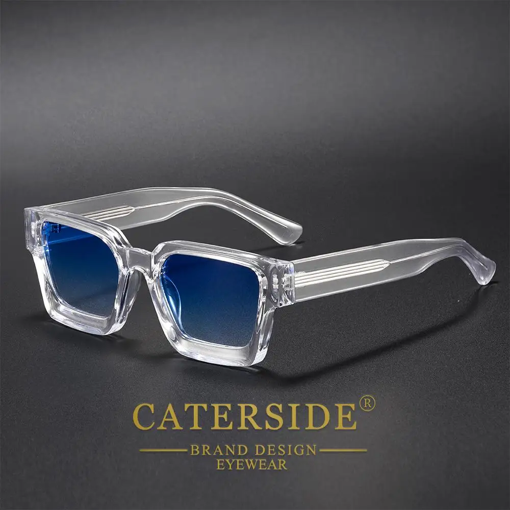 CATERSIDE Retro-Punk-Sonnenbrille für Herren mit dickem, quadratischem Rahmen, Farbverlauf-Design, für Damen, für Reisen, Business, Partys, unverzichtbare Brille, UV400 – Detail 1