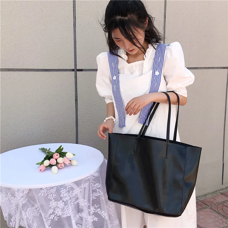 Women Handbag and purses Casual Simple Big Shoulder bags Large Capacity Totes Lady Shopping Bag Soft PU Leather ladies Hand Bag