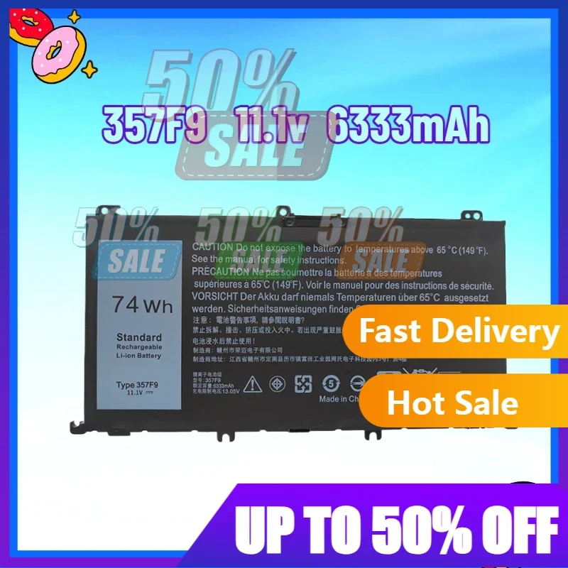 

【 Быстрая доставка】 Замена аккумулятора для ноутбука 11,1 В, 6333 мАч, 357F9 для аккумулятора ноутбука 7000 7559 7566 7567 7759