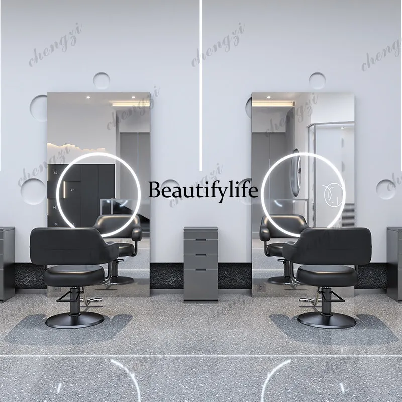Hair salon, stainless steel haircut mirror, studio-specific single-sided floor-to-ceiling haircut mirror