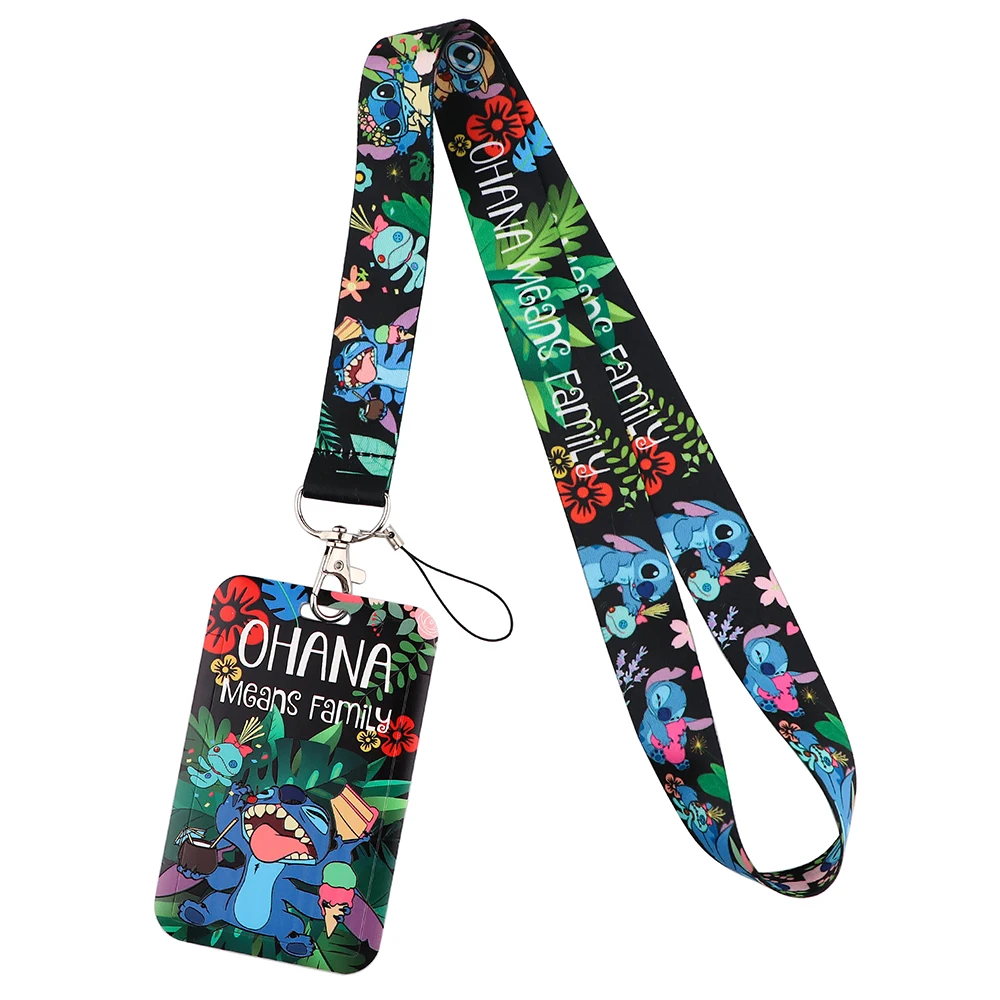 YQ883 Stich Lanyard Alien Monster Telefon Gurt Schlüssel ID Pass Karte Abzeichen Halter Cartoon Schlüsselbund Hängen Seil Lariat Kinder Geschenk