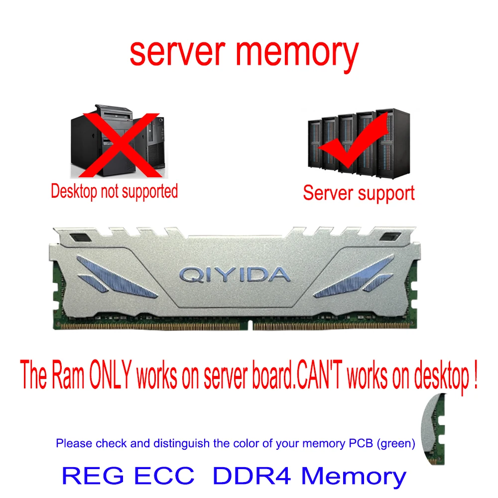Qiyida DDR4 Ram 16GB 2Rx4 PC4-2133P ECC REG Server Memory silvery RAM