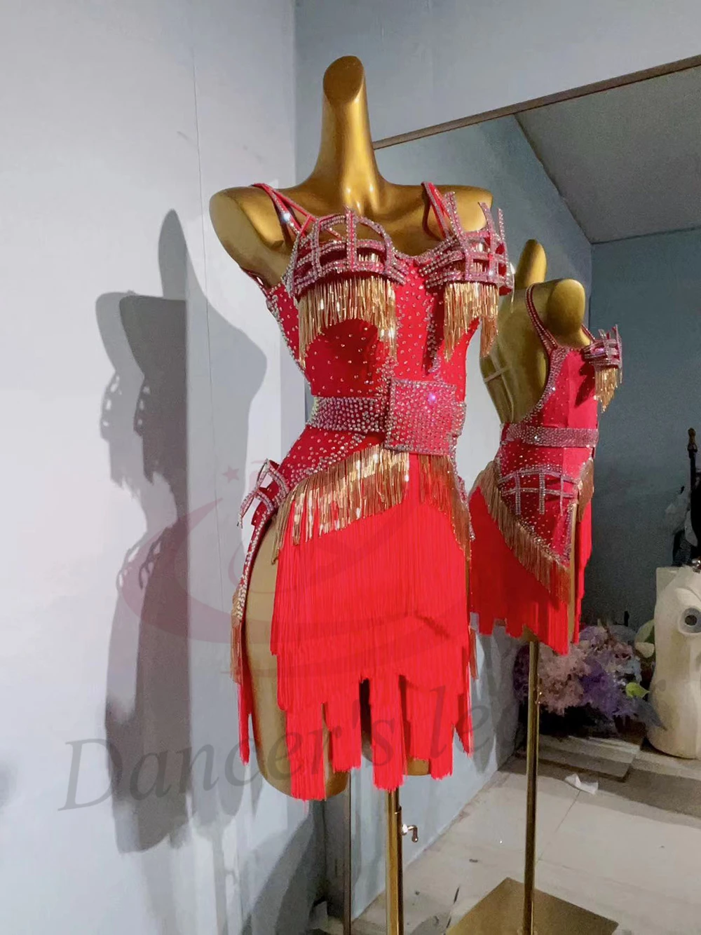 Dança latina adulto crianças vestido ab pedra high-end personalizado grande vermelho borla flor vestido preto piscina tango roupas femininas