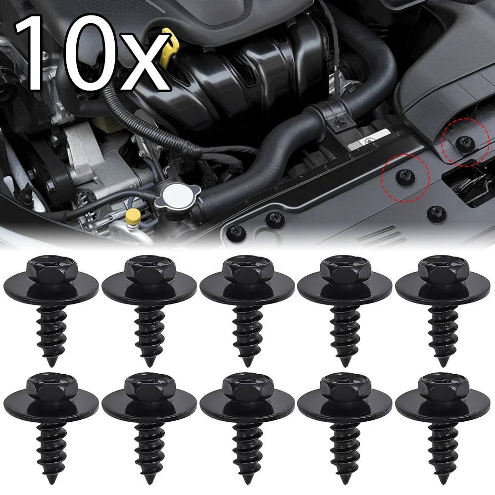 10pcs Car Bumper Self Tapping Screws Secure Fasten Carbon Steel Leaf Panels  Protective Panels Car Universal Accessories