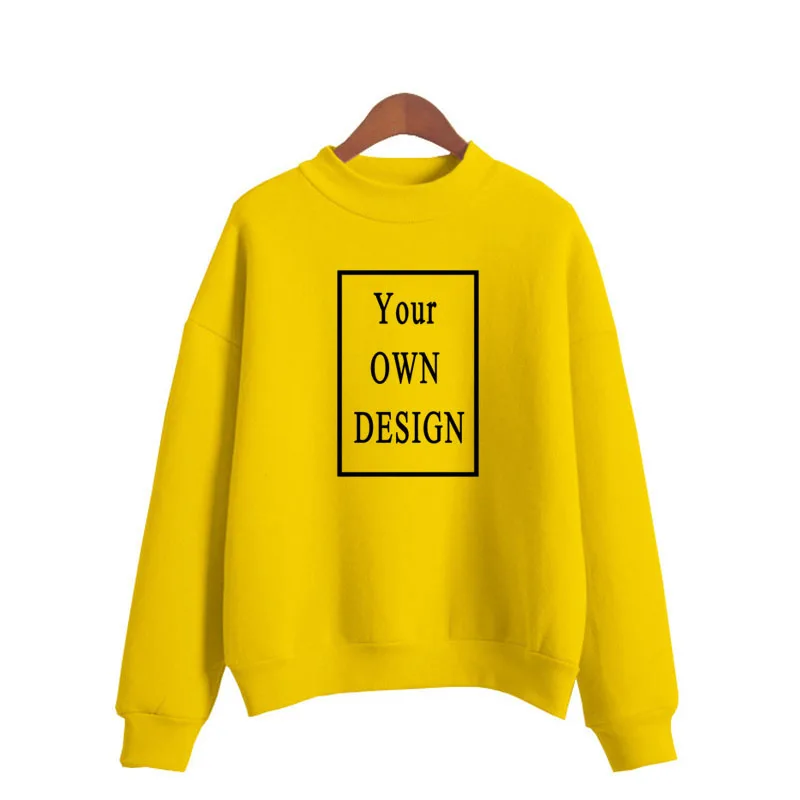 Your OWN Design Brand Logo/Picture Custom print women Oneck Knitted Pullovers Thick Autumn Winter Candy Color Loose DIY Hoodies