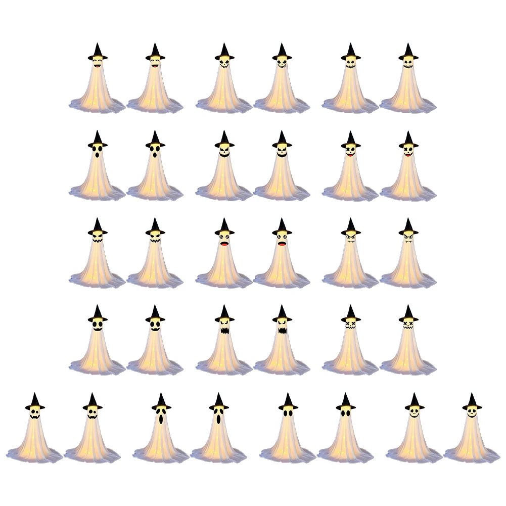 2 قطعة LED زينة شبح الهالوين ضوء دافئ مخيف شبح تمثال 8 طرق تضيء ترايبود شبح تمثال لغرفة الطاولة المطبخ