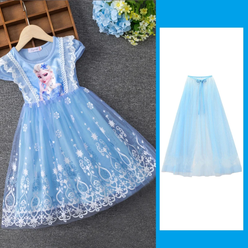 

Disney Frozen Summer New Girls Dress Children's Elsa Anna Princess for Girl Short Sleeve Ball Gown Carnival Party Dresses 2-8Y