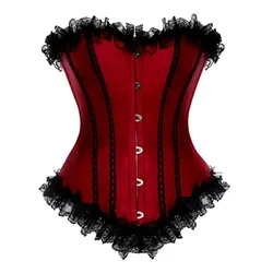 Women Vintage Overbust Corset Tops Gothic Victorian Lace-up Boned Bustier Shapewear Slimming Waist Shaping Korset