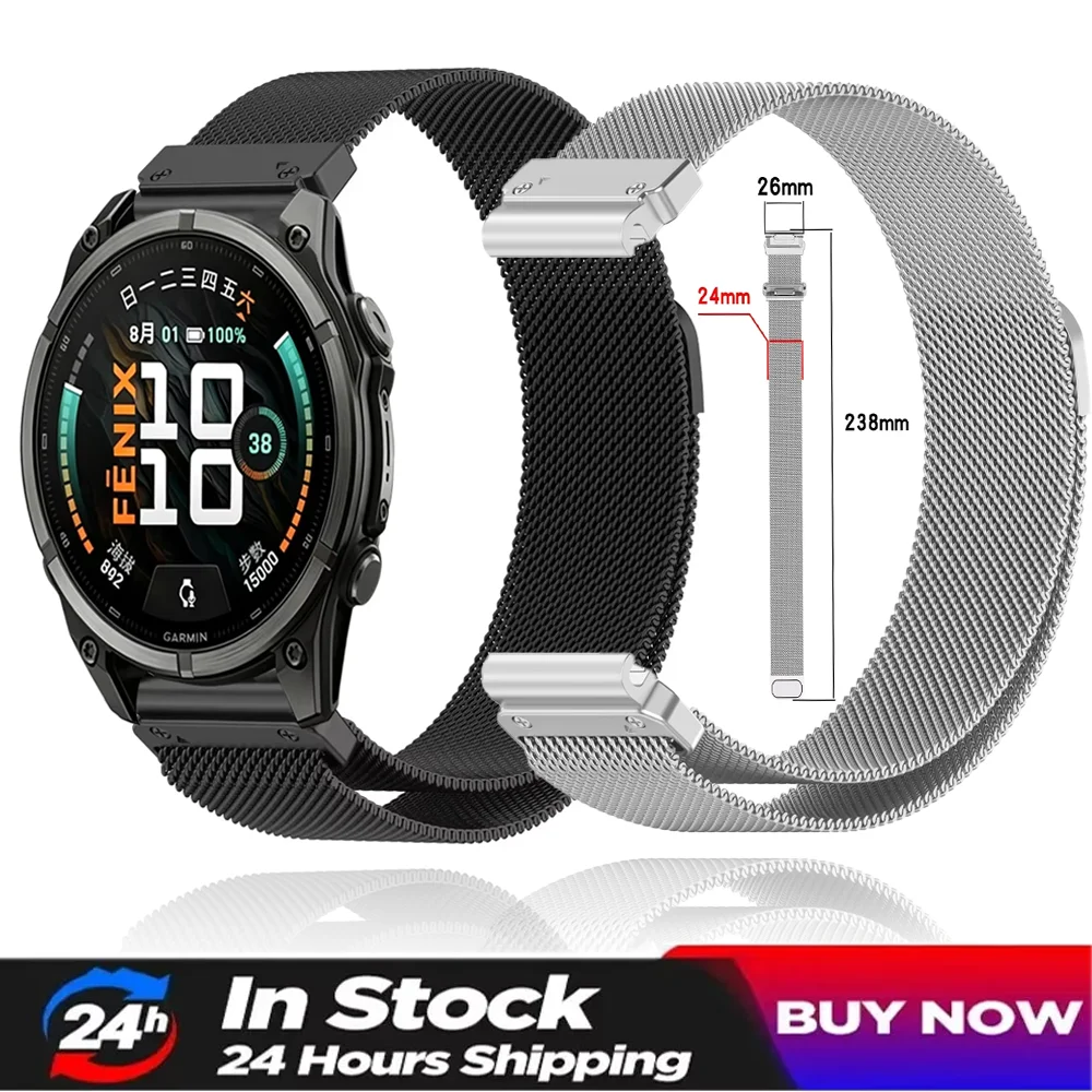 Quick Fit 20/22/26mm Magnetic Milanese Strap for Garmin Fenix 9 9 Pro 51/47/43mm Tactix 8 Quatix 8 Bracelet Garmin 970 965 Band