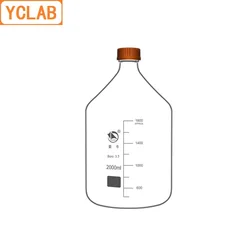 YCLAB 2000mL Reagent Bottle 2L Screw Mouth with Blue Cap Boro 3.3 Glass Transparent Clear Medical Laboratory Chemistry Equipment