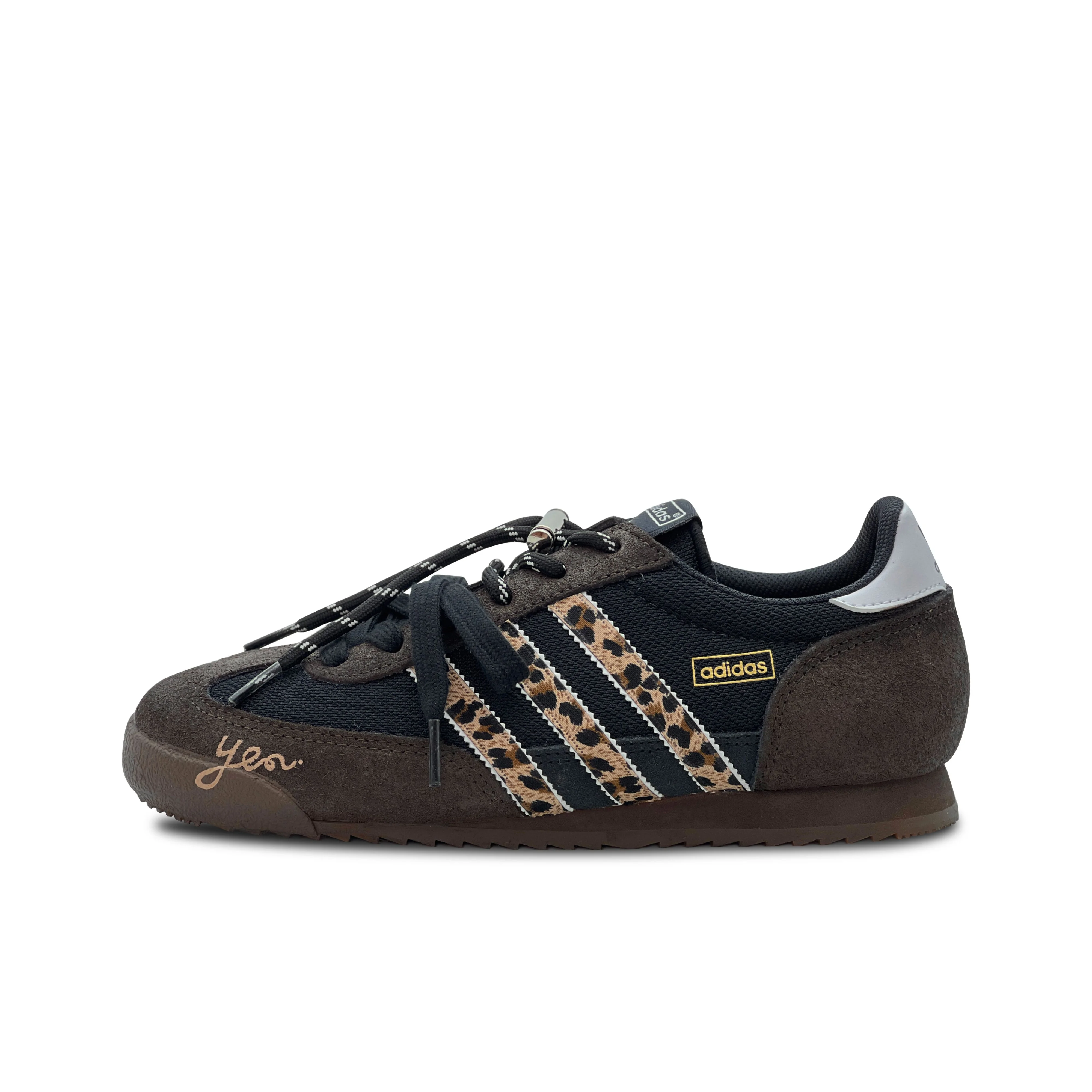 Adidas Originals R71 Vintage Leopard Print Abrasion Resistant Low top Casual Shoes Unisex Black Brown IH1324(Team293-)