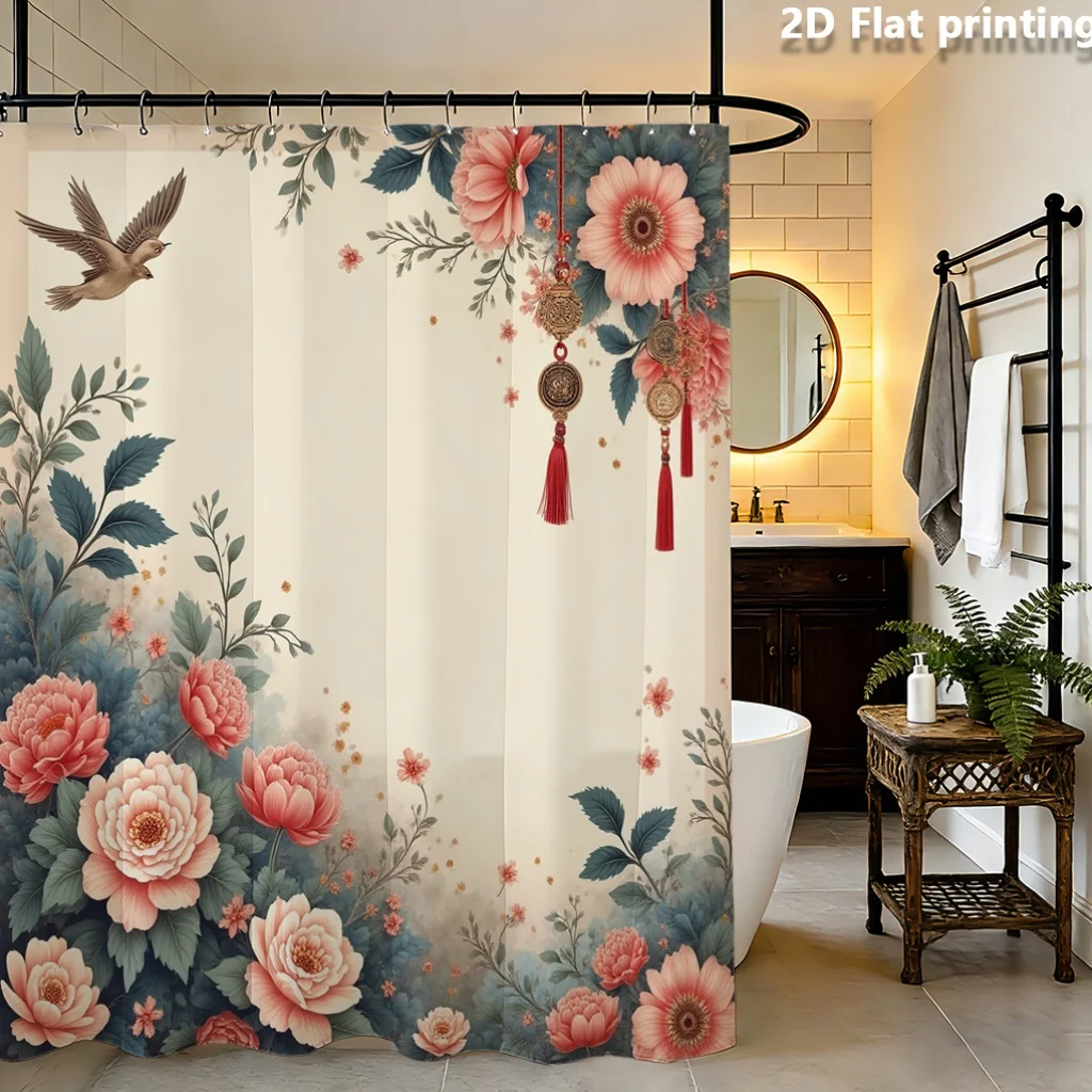 Watercolor Floral Botanical Shower Curtain for Bathroom Decor Luxury Vintage Tropical Nature Print Shower Curtain Liner