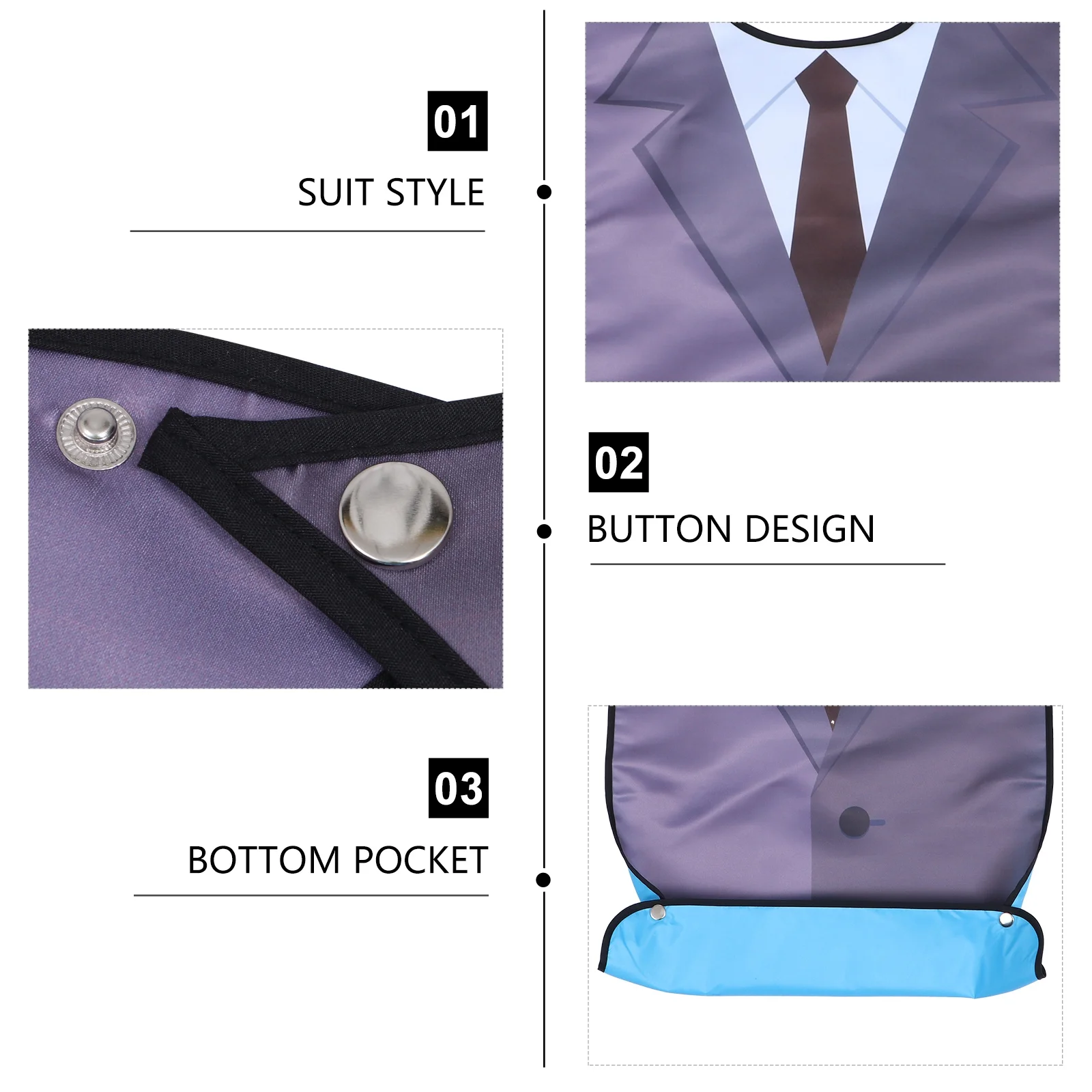 

Нагрудник для взрослых, водонепроницаемый, многоразовый, двухслойный, легкий, со встроенным карманным защитным чехлом для одежды для еды