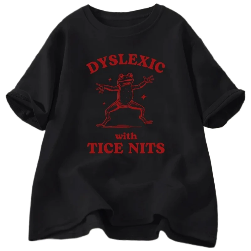 เสื้อยืดผู้หญิงลายกราฟิกตลกๆ ลายกบ ตลกขำขัน แนวมีม แขนสั้น สไตล์ฮาราจูกุ เสื้อผ้าผู้หญิงแนวสตรีท