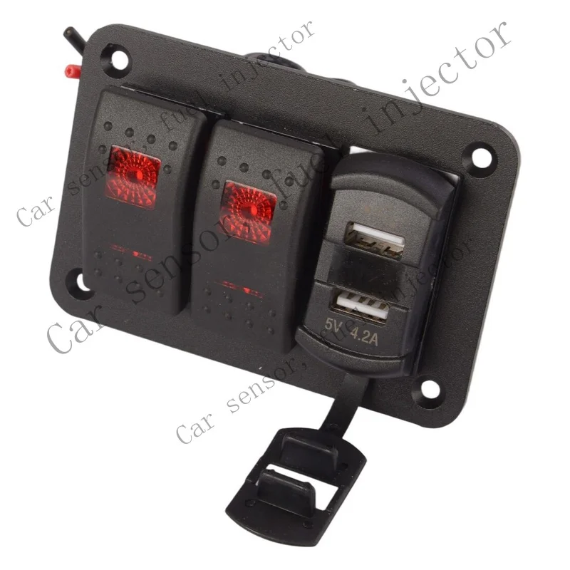 Q+ FOR 2 Gang Toggle Switch Panel w/ Voltmeter Dual USB Port for RV Car Truck Boat New