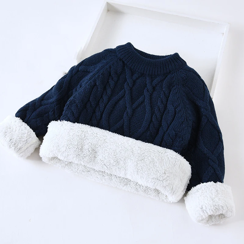 Winter Kids Boys Girls Sweaters Clothes Toddler Warm Sweater Coats Children Thicken Tops Wool Pullovers Knitwear Tops Clothing