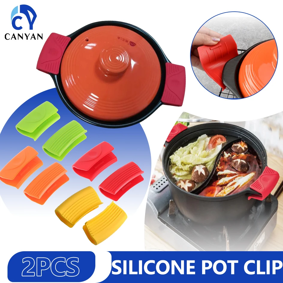 

1 Pair Silicone Insulated Pot Ear Clips Grip Silicone Non-slip Pot Holder Sleeve Pot Glove Pan Handle Cover Grip Kitchen Cooking