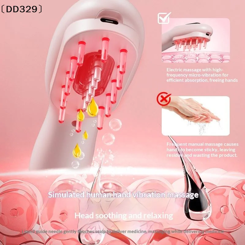 Electric Hair Growth Massage Comb With Hair Oil Dispenser Red Blue Light Therapy High Frequency Vibration Scalp Massager〔DD329〕
