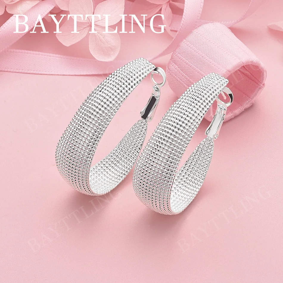 

Очаровательные круглые серьги из стерлингового серебра 925 пробы 30 мм U-образной формы, женские модные свадебные аксессуары, ювелирные изделия