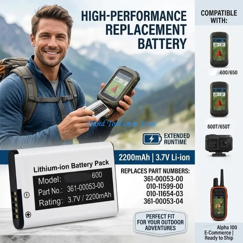 H37F Long Life 2200mAh 3.7V Navigation Device Battery for 600 600T 610 650T Extended Outdoor Exploration Trip
