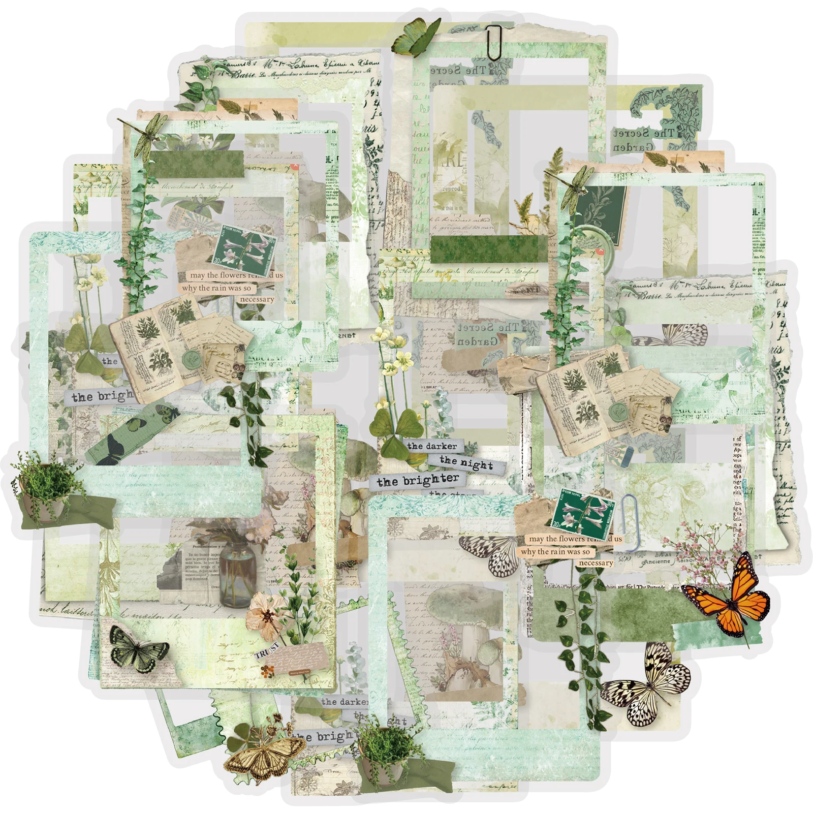 エトリ ライフ プラント ジャーナル 20枚入り 森のスタイル ヴィンテージ ジャーナル ボーダー ステッカー ライムグリーン 植物 蝶々 無地 メモデコレーション ステッカー ノートパソコン、携帯電話、スーツケース、スクラップブッキング用品、スタンプアルバム、学生ギフト用紙袋、ヴィンテージパーティー、おもちゃステッカー、友人へのギフト