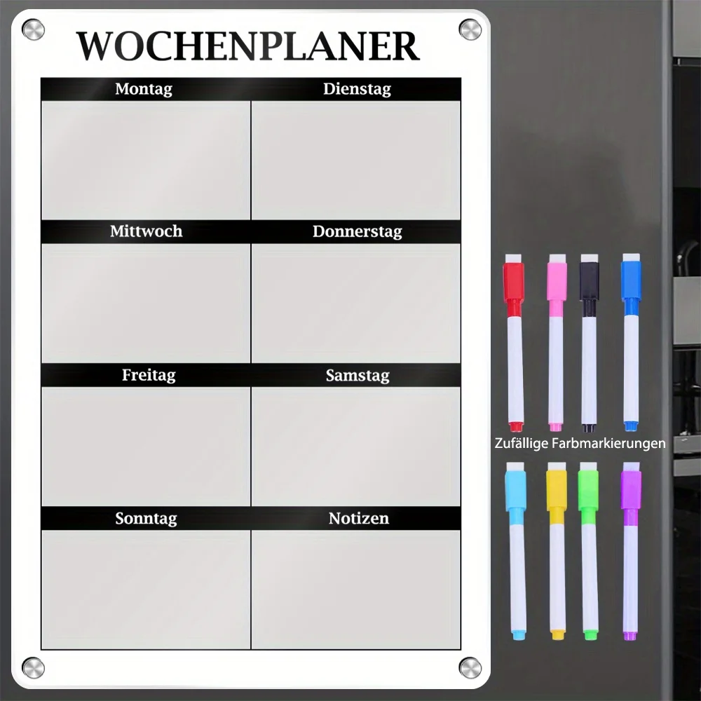 Magnetic Planner – Reusable Weekly Planner with 8 Color Markers for Planning Your Daily Routine and Tracking Your Priorities