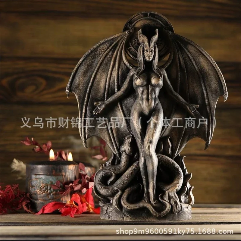 Lilith Inanna Gothic Statue Resin Figurine Dark Altar Centerpiece Halloween Home Decor Occult Symbolism 20cm Unique Gift