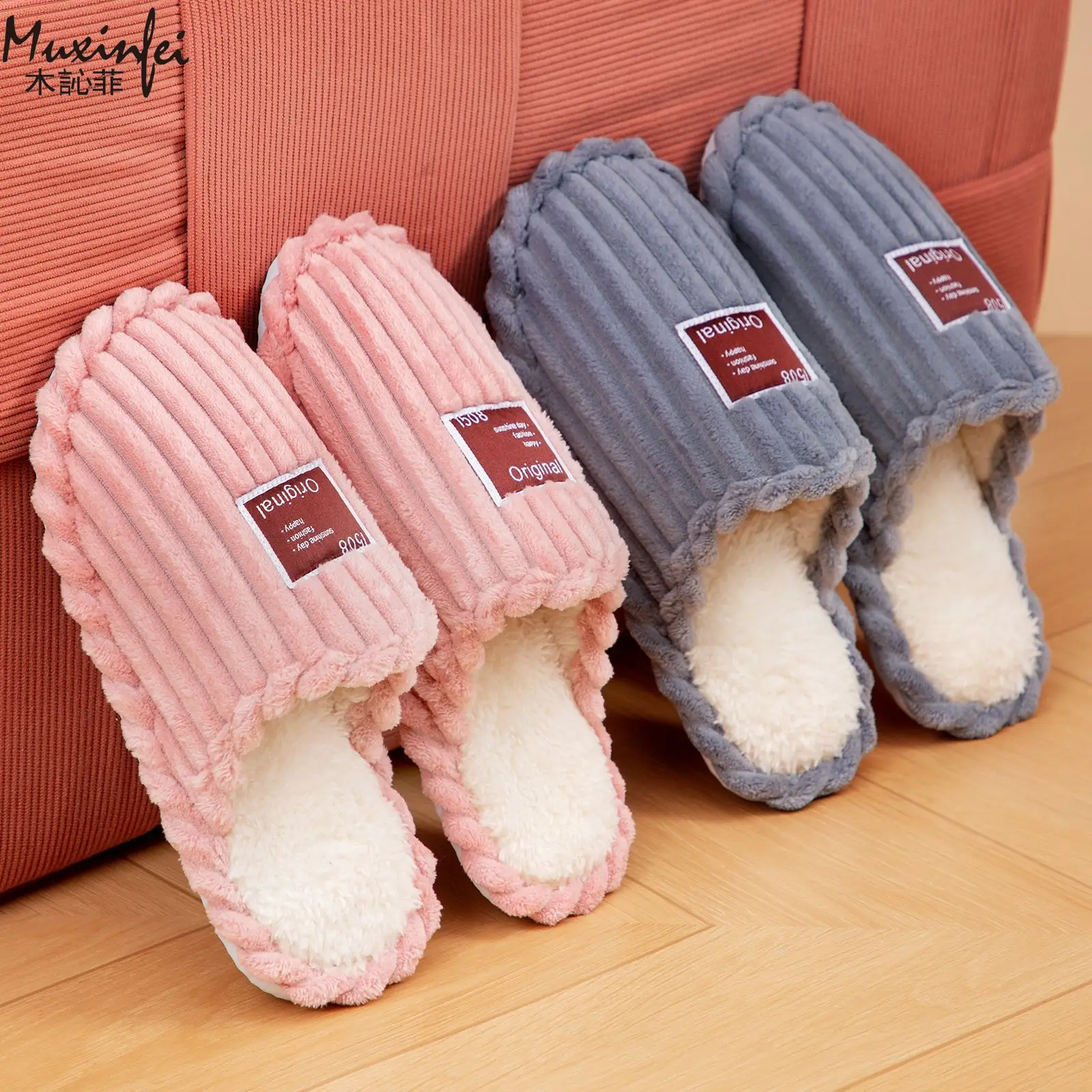 

Cotton Shoes Winter Home Cotton Slippers Large Warm Slippers One Step Lightweight Women's Slippers Half Tray
