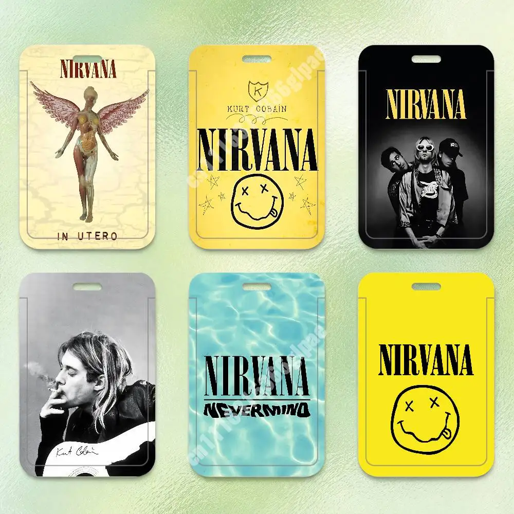 Kurt Cobain N-Nirvana Nevermind In Utero Plastic Card Holder Staff ID Card Clear Transparent Campus Access Name Tag