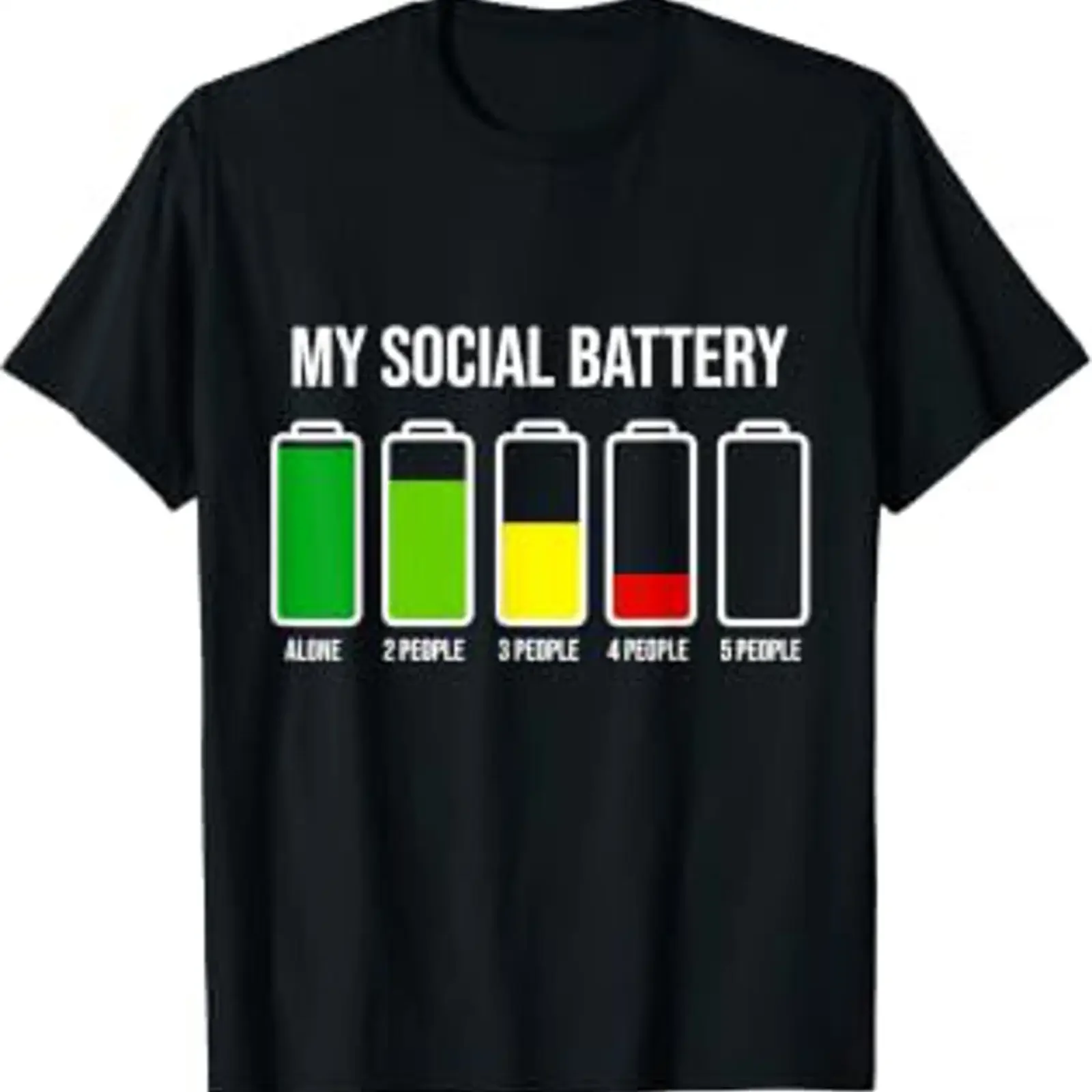 Funny Social Battery Sarcasm T for Men and Women Sarcastic Shirt vintage Washed Stretched Casual homme Top For Everyday Wear