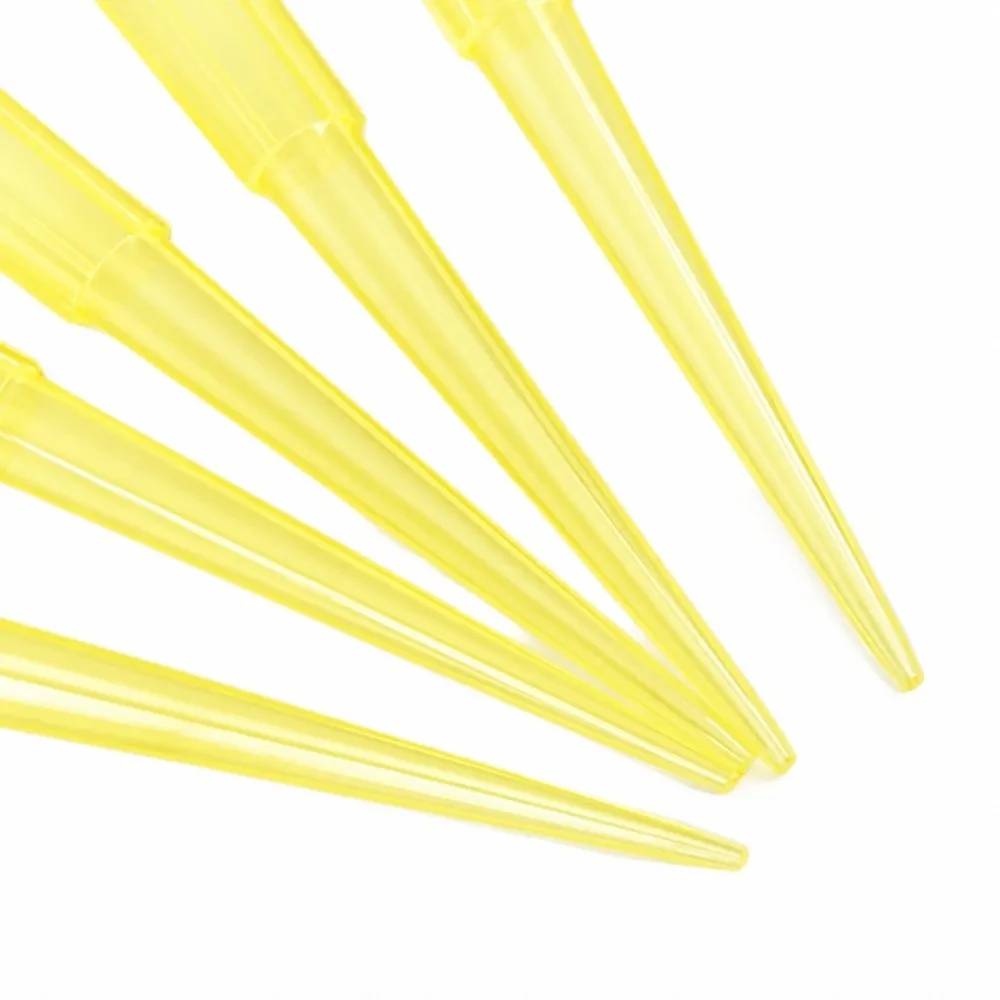 1000PCS 200UL Leak Tough Plastic Pipette Tips Clear 200ul Volume Yellow Pipette Tips Conical 200ul Pipette Tips Biology Testing