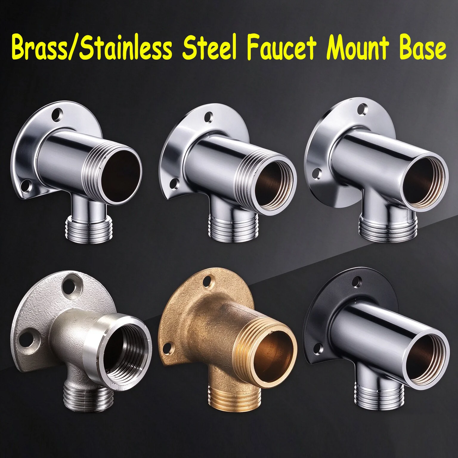 Brass/Stainless Steel Bathroom Faucet Fixed Base Wall Mounted 1/2''3/4